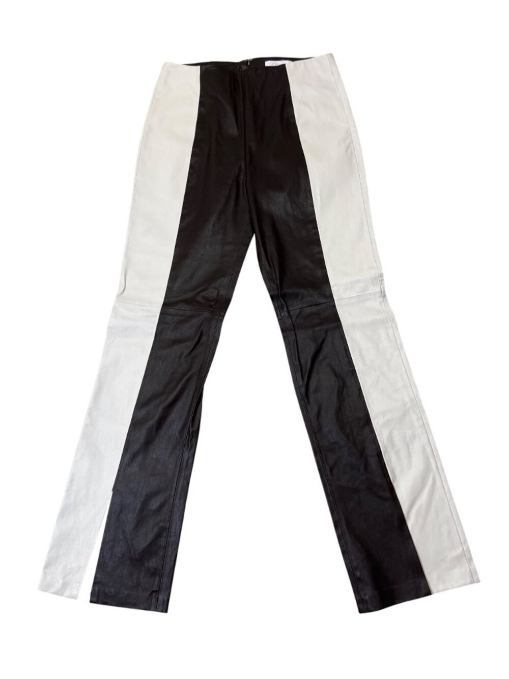 LAcademie Womens Size L The Hanriette Leather Pant Brown Cream Two-Tone